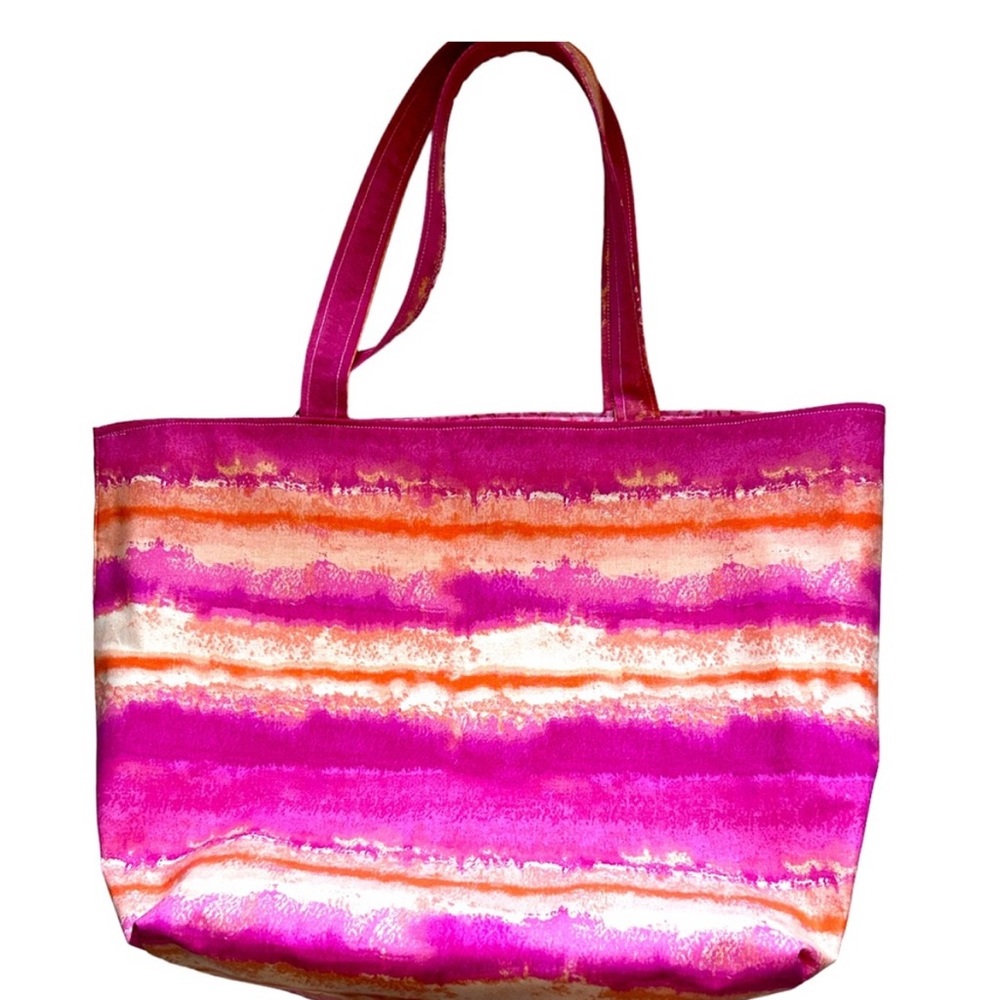 Hand Crafted Pink Tie Dye Tote Bag Fabric All Purpose Market Carrying Purse - Picture 4 of 8